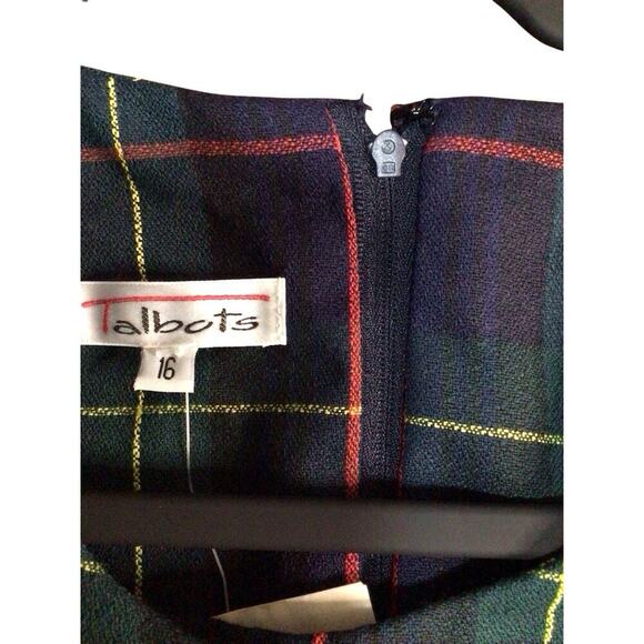 Vintage Talbots Wool Blend Navy Plaid Dress Suit Size 16 Formal Business Career - Picture 15 of 16